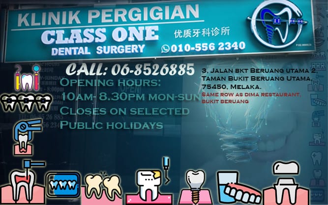 Class One Dental Surgery (klinik Pergigian Class One) Klinik Pergigian Melaka (bukit Beruang Dental) premise and facilities